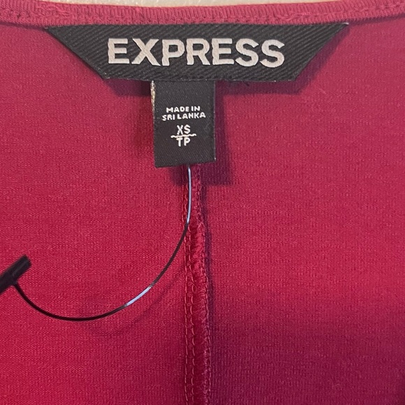 Express V Neck fitted long sleeve maxi Cherry Cola Burgundy dress-XS - Picture 8 of 10